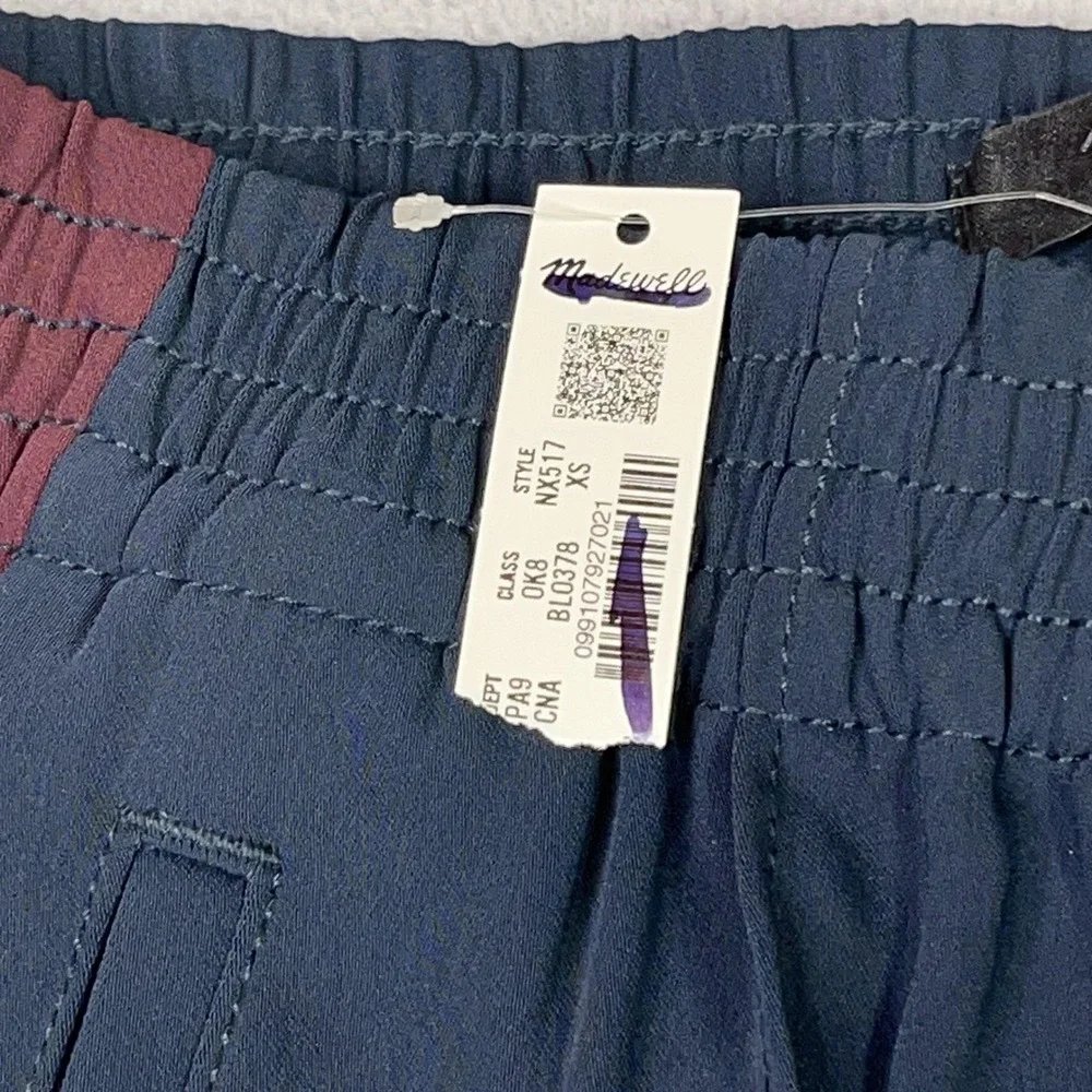 Madewell Pull On Bootcut Track Pants Womens XS Navy Side Stripe Zip Hem FLAW NEW